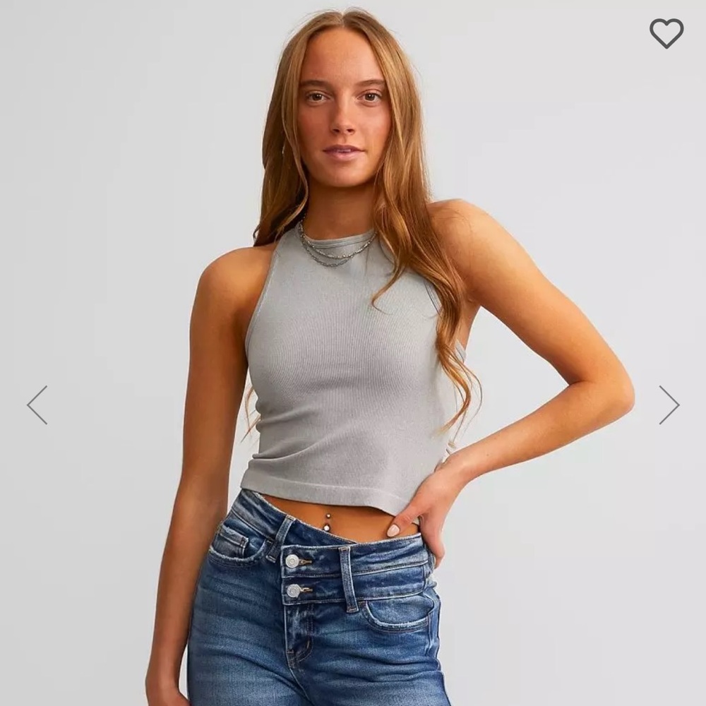 Free People - Light Gray Hayley Racerback Brami Cropped Tank Top